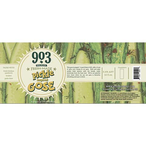 903 Pickle Inspired Gose by 903 Brewers, beer label