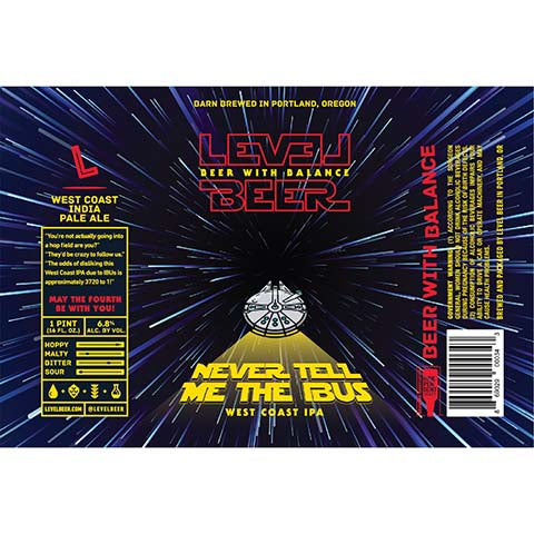 Level Beer Never Tell Me The Ibus IPA by Level Beer, beer label