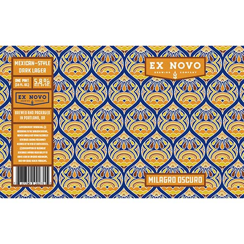 Ex Novo Milagro Oscuro by Ex Novo Brewing Co, beer label