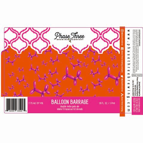 Phase Three Balloon Barrage DIPA by Phase Three Brewing Company, beer label