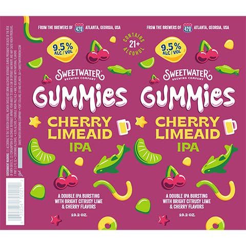 Sweetwater Gummies Cherry Limeaid IPA by SweetWater Brewing Co, beer label