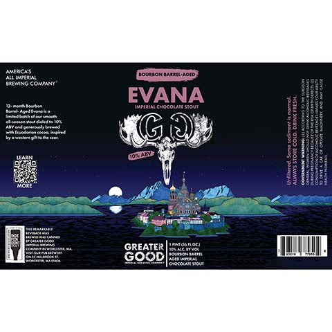 Greater Good Evana Imperial Chocolate Stout by Greater Good Imperial Brewing Co., beer label
