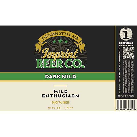 Imprint Beer Mild Enthusiasm Dark Mild Ale by Imprint Beer Company, beer label
