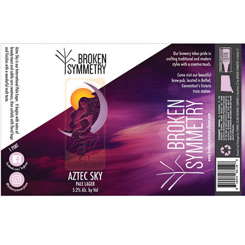 Broken Symmetry Aztec Sky Pale Lager by Broken Symmetry Gastro Brewery, beer label