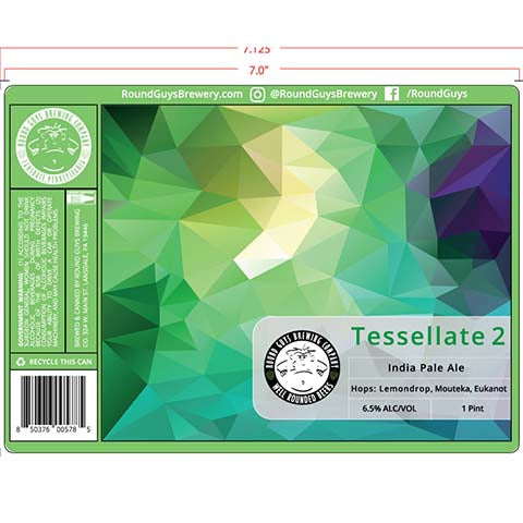 Round Guys Tessellate 2 IPA by Round Guys Brewing Co, beer label
