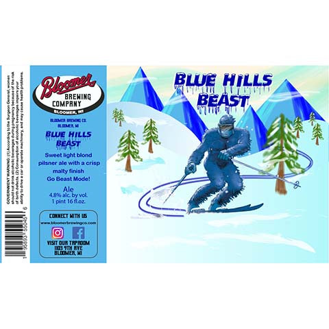 Bloomer Blue Hills Beast Pilsner Ale by Bloomer Brewing Co, beer label