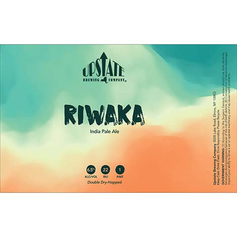 Upstate Riwaka IPA by Upstate Brewing Co, beer label