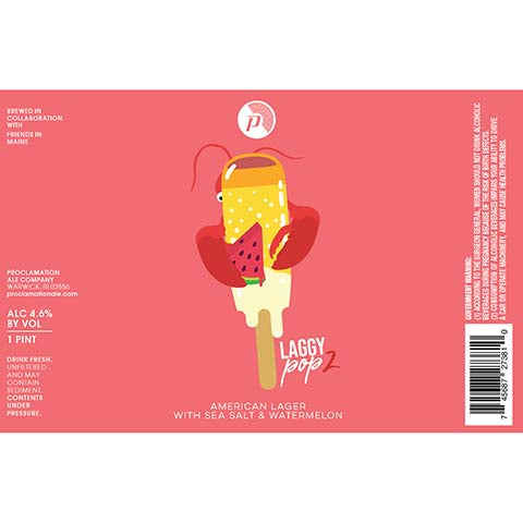 Proclamation Laggy Pop 2 Lager by Proclamation Ale Company, beer label