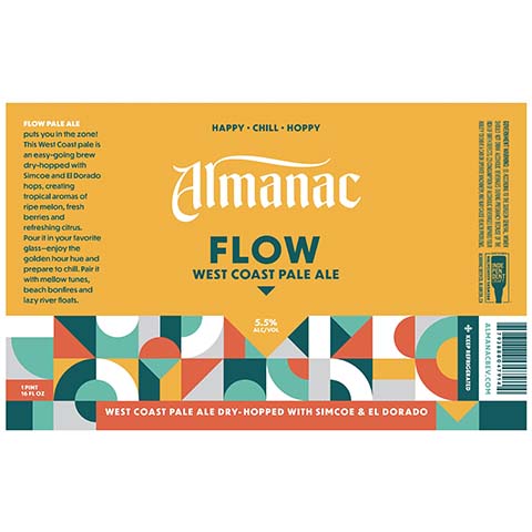 Almanac Flow West Coast Pale Ale by Almanac Beer Company, beer label