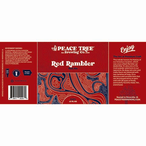 Peace Tree Red Rambler Red Ale by Peace Tree Brewing Company, beer label