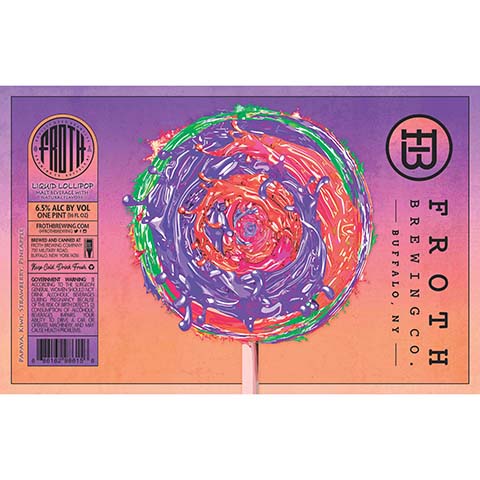 Froth Liquid Lollipop (Papaya Kiwi, Strawberry, and Pineapple) by Froth Craft Brewery, beer label