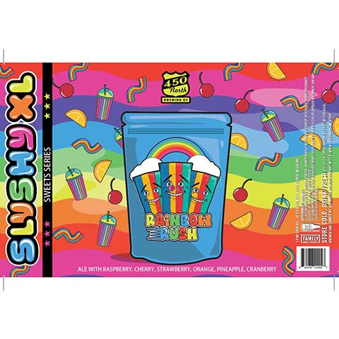 450 North Slushy XL Rainbow Slush Sour Ale by 450 North Brewing Company, beer label