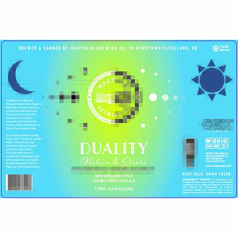 Masthead Duality New England DIPA by Masthead Brewing Co, beer label