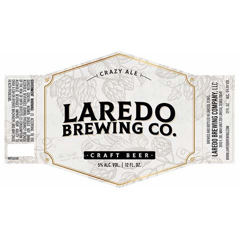 Laredo Crazy Ale by Laredo Brewing Co., beer label