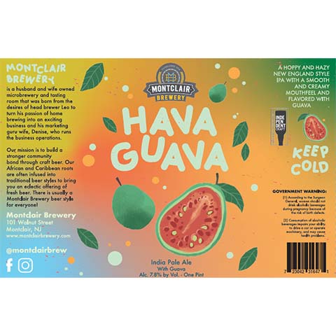 Montclair Hava Guava IPA by Montclair Brewery, beer label