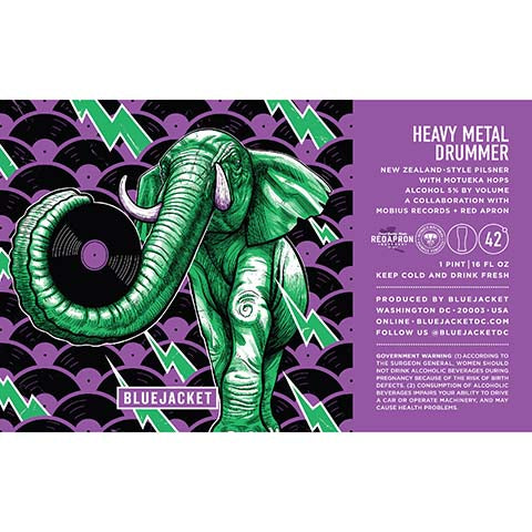 Bluejacket Heavy Metal Drummer Pilsner by Bluejacket, beer label