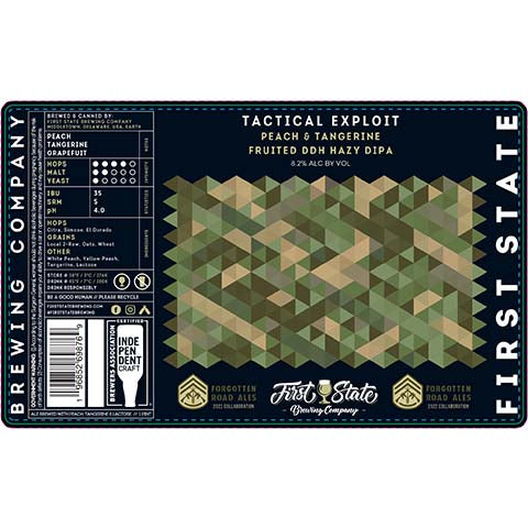 First State Tactical Exploit Hazy DIPA by First State Brewing company, beer label