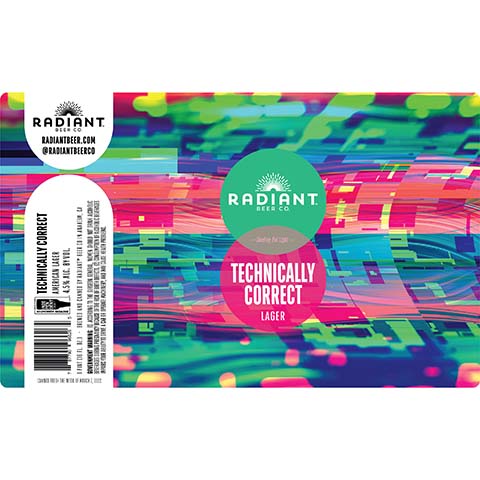 Radiant Technically Correct Lager by Radiant Beer Co., beer label
