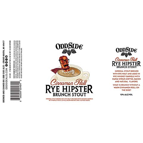 Odd Side Ales Cinnamon Roll Rye Hipster Brunch Stout by Odd Side Ales, beer label