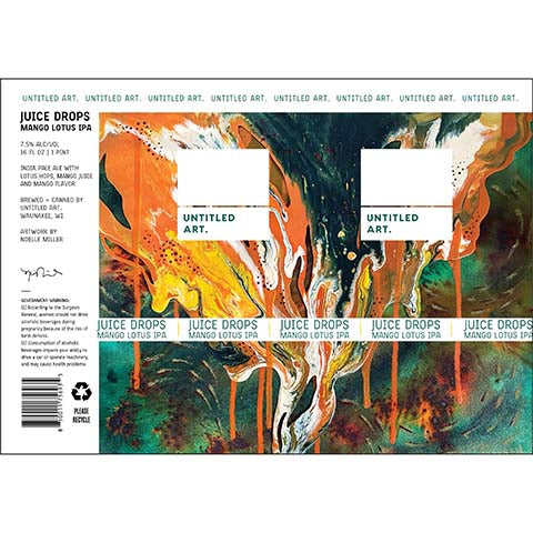 Untitled Art Juice Drops Mango Lotus IPA by Untitled Art, beer label