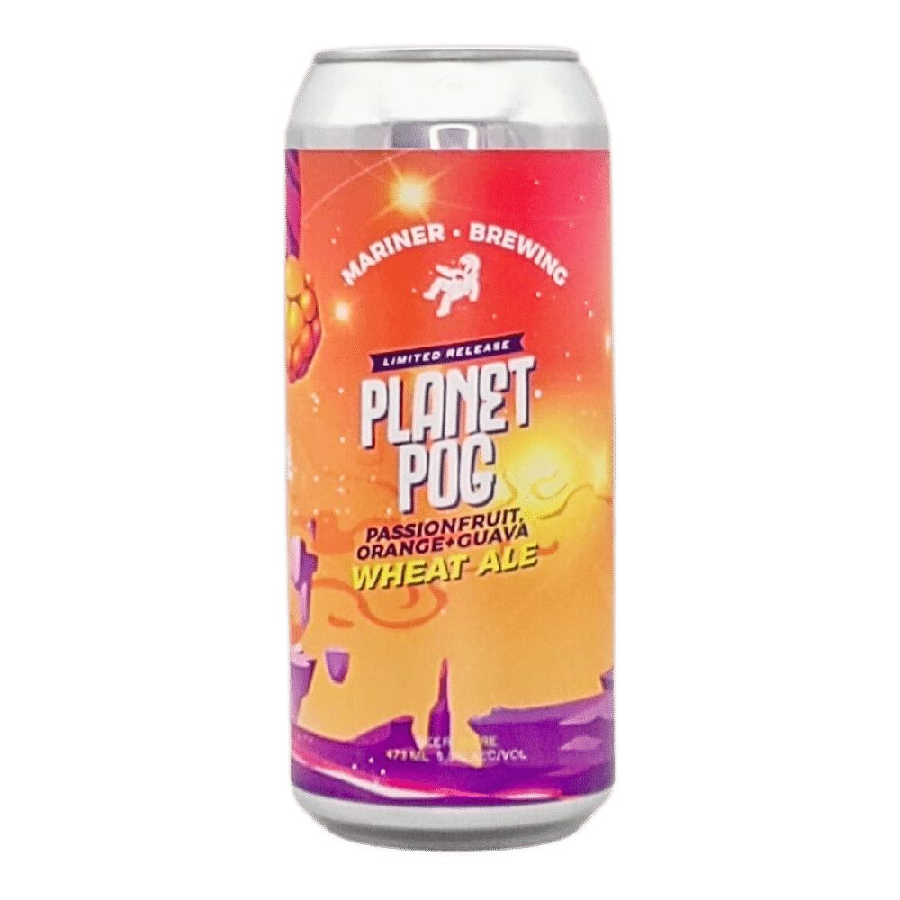 Planet P.O.G. Fruited Wheat Ale by Mariner Brewing, beer label