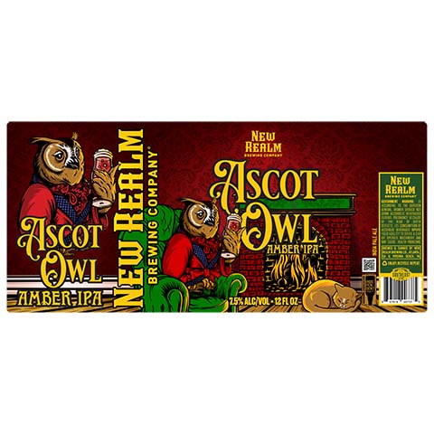New Realm Ascot Owl Amber IPA by New Realm Brewing, beer label