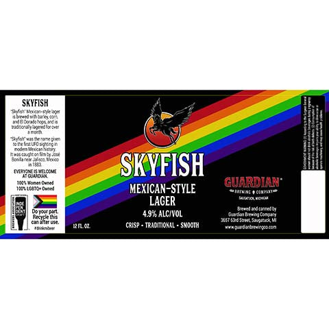 Guardian Skyfish Mexican Lager by Guardian Brewing Company, beer label