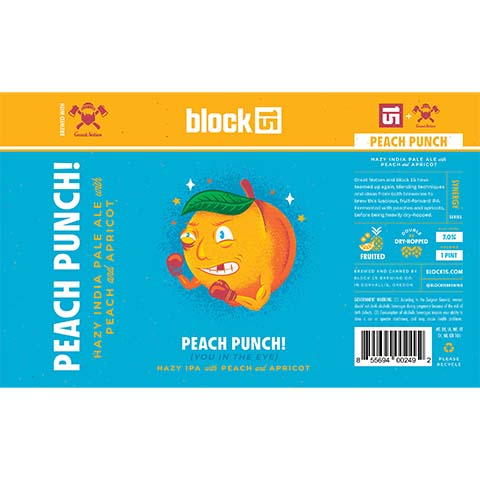 Block 15 Peach Punch (You In The Eye) Hazy IPA by Block 15, beer label