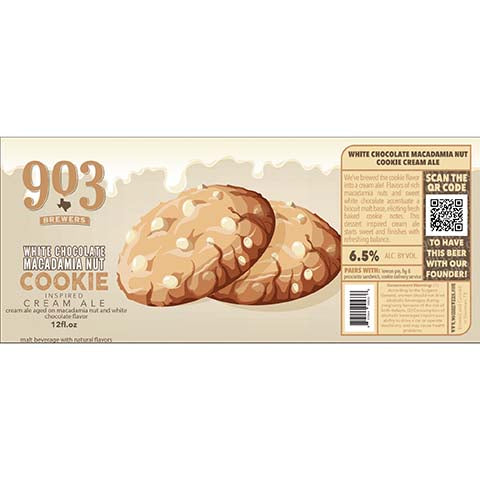 903 Brewers White Chocolate Macadamia Nut Cookie Cream Ale by 903 Brewers, beer label