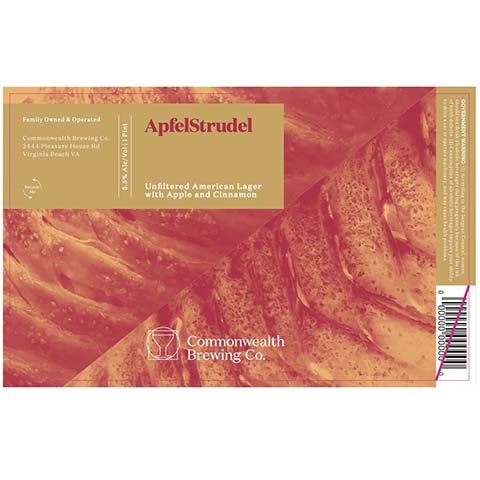 Commonwealth Apfelstrudel Lager by Commonwealth Brewing Co., beer label