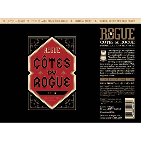 Rogue Cotes Du Rogue Kriek Cherry Ale by Rogue, beer label