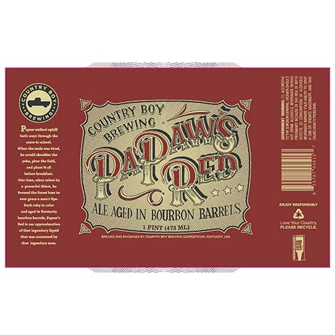 Country Boy PaPaws Red Ale by Country Boy Brewing, beer label