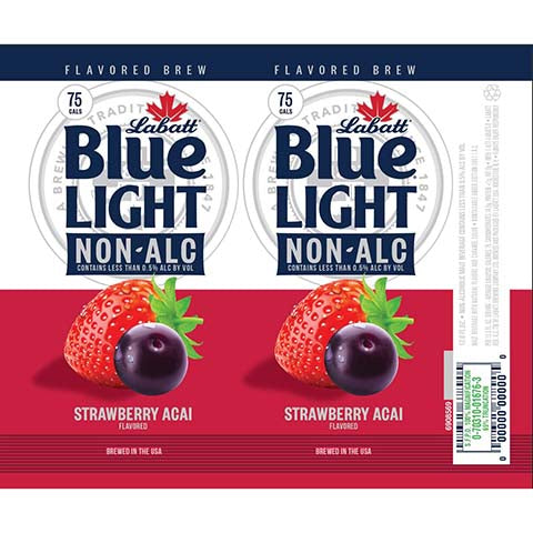 Labatt Blue Light Strawberry Acai (Non-Alcoholic) by Labatt Brewing Company, beer label