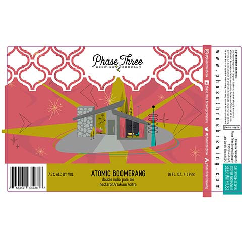 Phase Three Atomic Boomerang DIPA by Phase Three Brewing Company, beer label