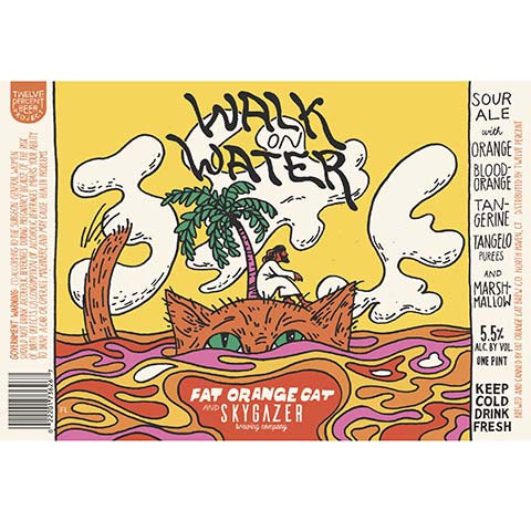 Fat Orange Cat Walk On Water Sour Ale by Fat Orange Cat Brew Co, beer label