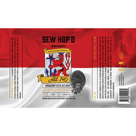 Sew Hop'd Alt 140 by Sew Hop'd Brewery, beer label