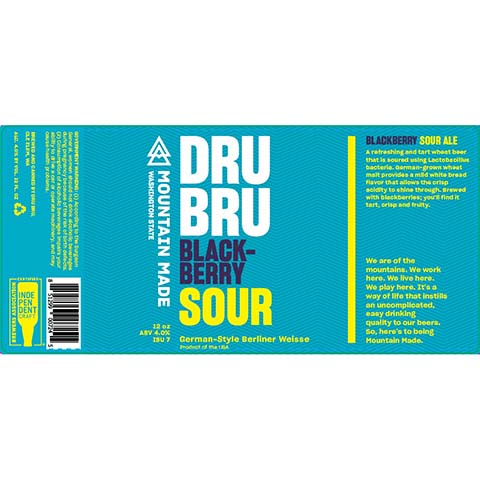 Dru Bru Blackberry Sour German Berliner Weisse Ale by Dru Bru, beer label