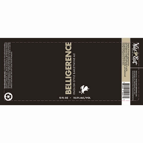 Wild East Belligerence Barleywine Ale by Wild East Brewing Co, beer label