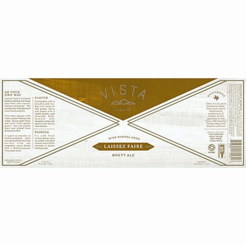 Vista Laissez Faire Brett Ale by Vista Brewing, beer label