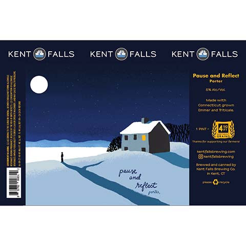 Kent Falls Pause and Reflect Porter by Kent Falls Brewing Company, beer label