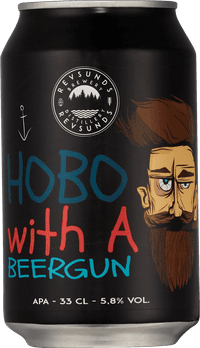 Hobo with a beergun by Revsunds Brewery, beer label