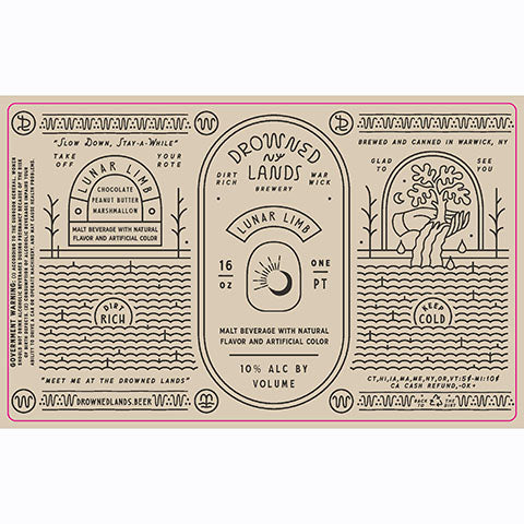 Drowned Lands Lunar Limbs Malt Beverage With Natural Flavor And Artificial Color by The Drowned Lands Brewery, beer label