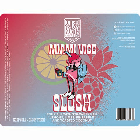 Wiley Roots Miami Vice Slush Sour Ale by Wiley Roots Brewing Co, beer label