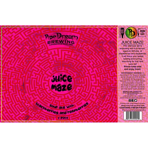 Pipe Dream Juice Maze Sour Ale by Pipe Dream Brewing, beer label