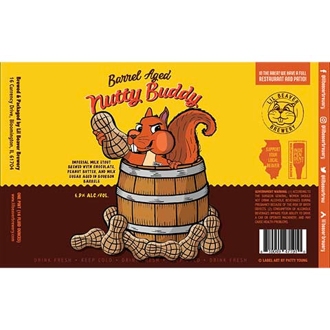 Lil Beaver Barrel Aged Nutty Buddy Imperial Milk Stout by Lil Beaver Brewery, beer label