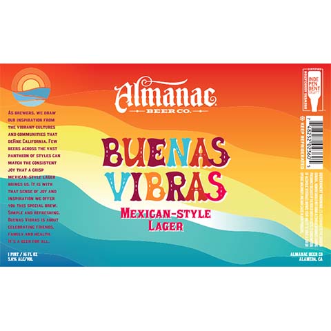 Almanac Buenas Vibras Lager by Almanac Beer Company, beer label
