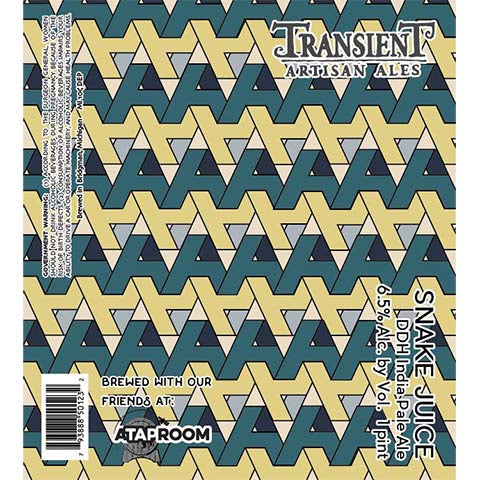 Transient Snake Juice IPA by Transient Artisan Ales, beer label