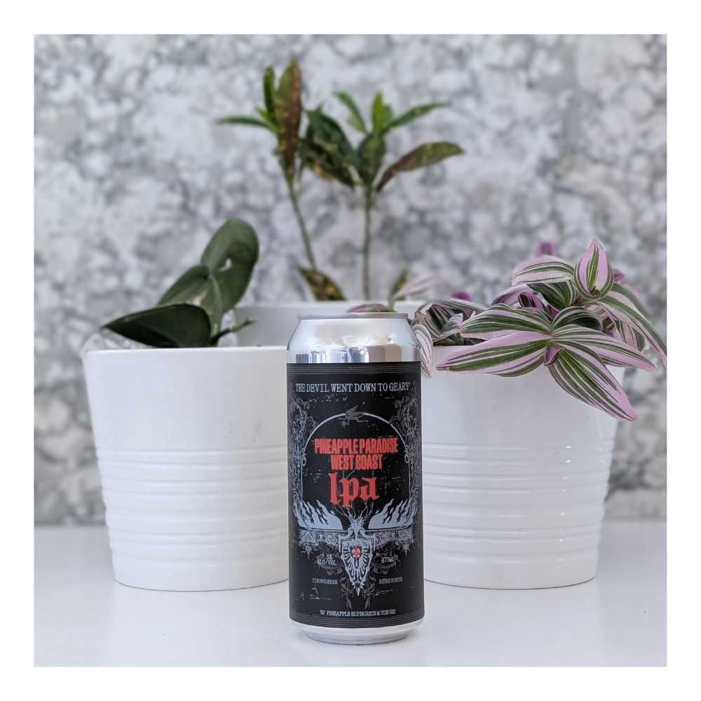 The Devil Went Down to Geary Pineapple Paradise West Coast IPA by Blood Brothers Brewing, beer label