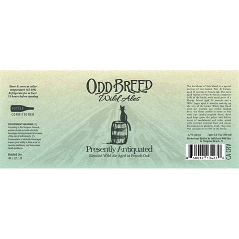 Odd Breed Presently Antiquated Blended Wild Ale by Odd Breed Wild Ales, beer label