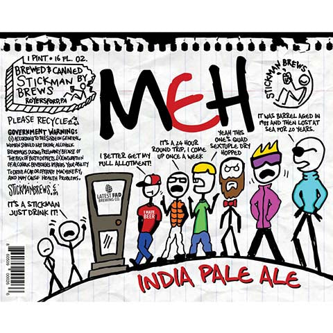 Stickman MEH IPA by Stickman Brews, beer label